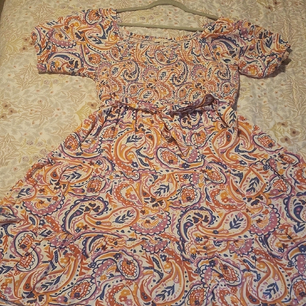 Kate & Sam Paisley Print Off-Shoulder Dress Spring